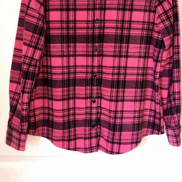 LEE Riders Pink Plaid Fleece Button Front Shirt. Size Medium - Picture 3 of 9